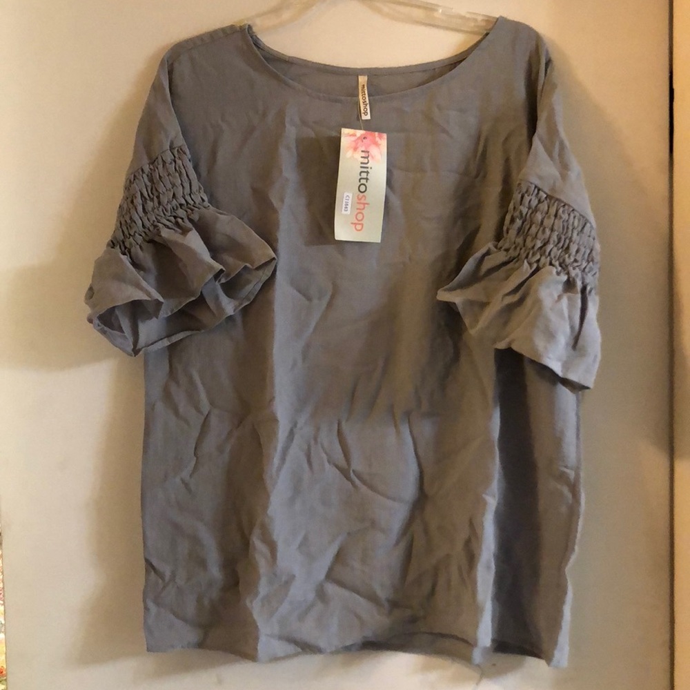 Ruffle Sleeve Gray summer top